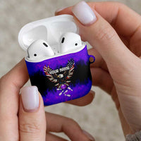 Personalized Patriotic Eagle Bowling AirPods Case with Purple Flames USA Flag Wings Design - Wonder Print Shop