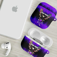 Personalized Patriotic Eagle Bowling AirPods Case with Purple Flames USA Flag Wings Design - Wonder Print Shop
