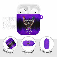 Personalized Patriotic Eagle Bowling AirPods Case with Purple Flames USA Flag Wings Design - Wonder Print Shop