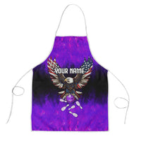 Personalized Patriotic Eagle Bowling Apron with Purple Flames USA Flag Wings Design - Wonder Print Shop