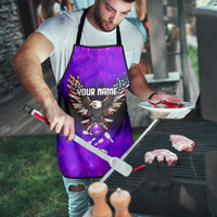 Personalized Patriotic Eagle Bowling Apron with Purple Flames USA Flag Wings Design - Wonder Print Shop