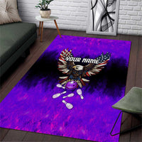 Personalized Patriotic Eagle Bowling Area Rug with Purple Flames USA Flag Wings Design - Wonder Print Shop