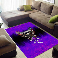 Personalized Patriotic Eagle Bowling Area Rug with Purple Flames USA Flag Wings Design - Wonder Print Shop