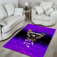Personalized Patriotic Eagle Bowling Area Rug with Purple Flames USA Flag Wings Design - Wonder Print Shop