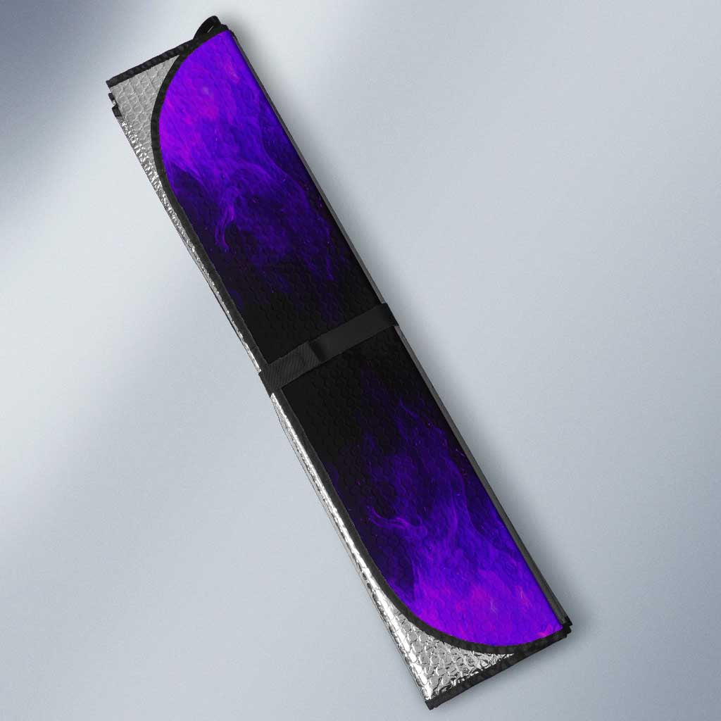 Personalized Patriotic Eagle Bowling Auto Sun Shade with Purple Flames USA Flag Wings Design - Wonder Print Shop