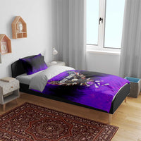 Personalized Patriotic Eagle Bowling Bedding Set with Purple Flames USA Flag Wings Design - Wonder Print Shop