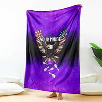 Personalized Patriotic Eagle Bowling Blanket with Purple Flames USA Flag Wings Design - Wonder Print Shop