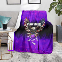 Personalized Patriotic Eagle Bowling Blanket with Purple Flames USA Flag Wings Design - Wonder Print Shop