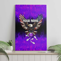 Personalized Patriotic Eagle Bowling Canvas Wall Art with Purple Flames USA Flag Wings Design - Wonder Print Shop