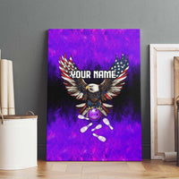 Personalized Patriotic Eagle Bowling Canvas Wall Art with Purple Flames USA Flag Wings Design - Wonder Print Shop