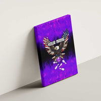 Personalized Patriotic Eagle Bowling Canvas Wall Art with Purple Flames USA Flag Wings Design - Wonder Print Shop