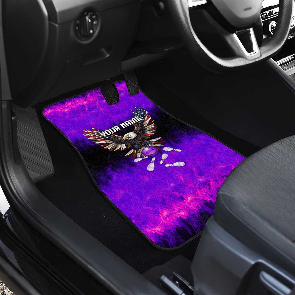 Personalized Patriotic Eagle Bowling Car Mats with Purple Flames USA Flag Wings Design - Wonder Print Shop