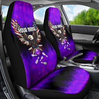 Personalized Patriotic Eagle Bowling Car Seat Cover with Purple Flames USA Flag Wings Design - Wonder Print Shop