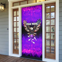 Personalized Patriotic Eagle Bowling Door Cover with Purple Flames USA Flag Wings Design - Wonder Print Shop