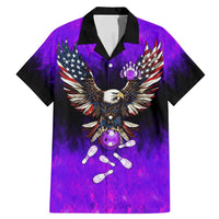 Personalized Patriotic Eagle Bowling Family Matching Mermaid Dress and Hawaiian Shirt with Purple Flames USA Flag Wings Design - Wonder Print Shop
