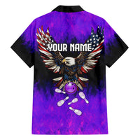 Personalized Patriotic Eagle Bowling Family Matching Tank Maxi Dress and Hawaiian Shirt with Purple Flames USA Flag Wings Design - Wonder Print Shop