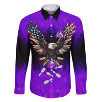 Personalized Patriotic Eagle Bowling Family Matching Tank Maxi Dress and Hawaiian Shirt with Purple Flames USA Flag Wings Design - Wonder Print Shop