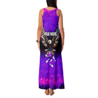 Personalized Patriotic Eagle Bowling Family Matching Tank Maxi Dress and Hawaiian Shirt with Purple Flames USA Flag Wings Design - Wonder Print Shop