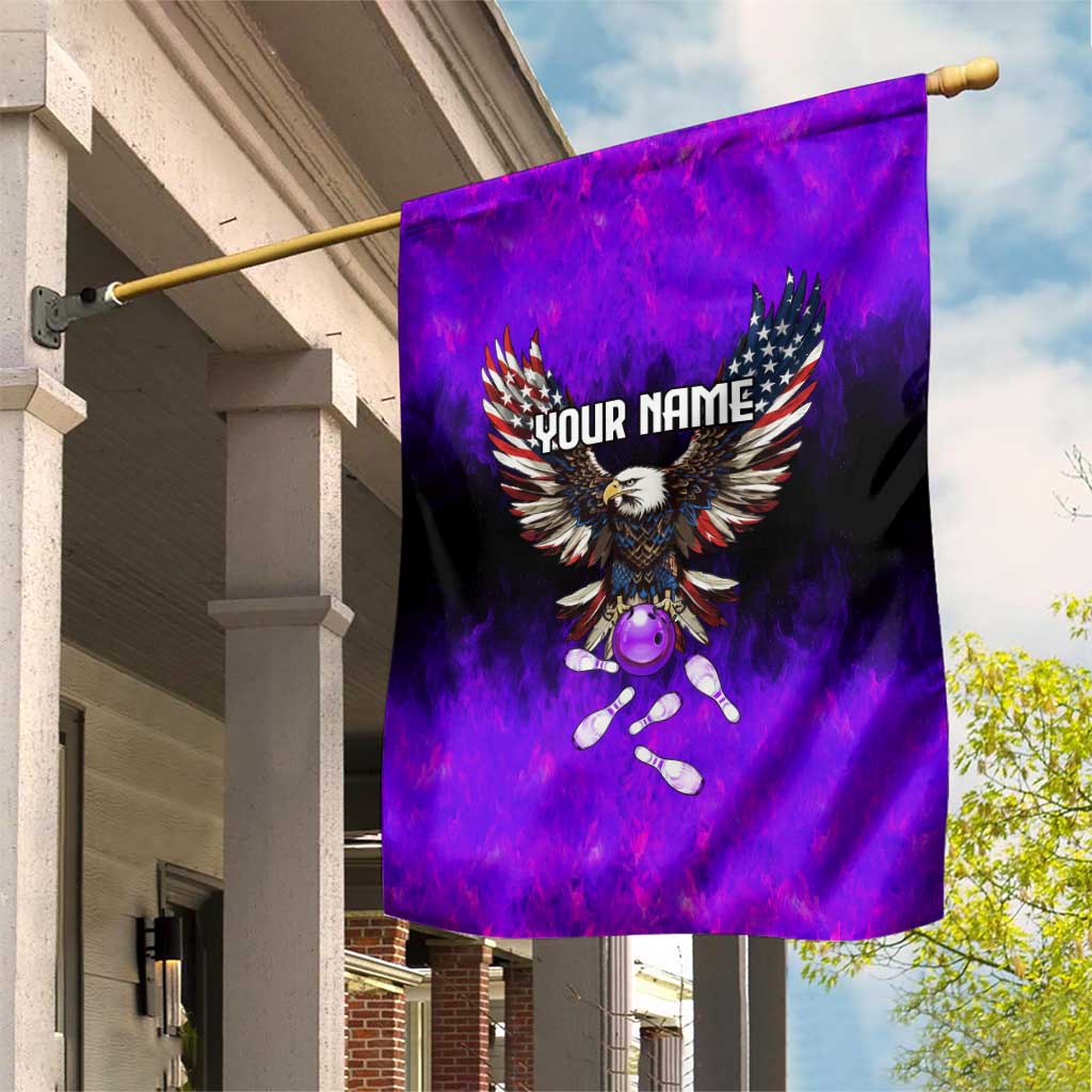 Personalized Patriotic Eagle Bowling Garden Flag with Purple Flames USA Flag Wings Design - Wonder Print Shop
