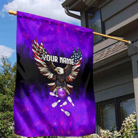 Personalized Patriotic Eagle Bowling Garden Flag with Purple Flames USA Flag Wings Design - Wonder Print Shop