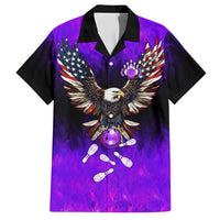 Personalized Patriotic Eagle Bowling Hawaiian Shirt with Purple Flames USA Flag Wings Design - Wonder Print Shop
