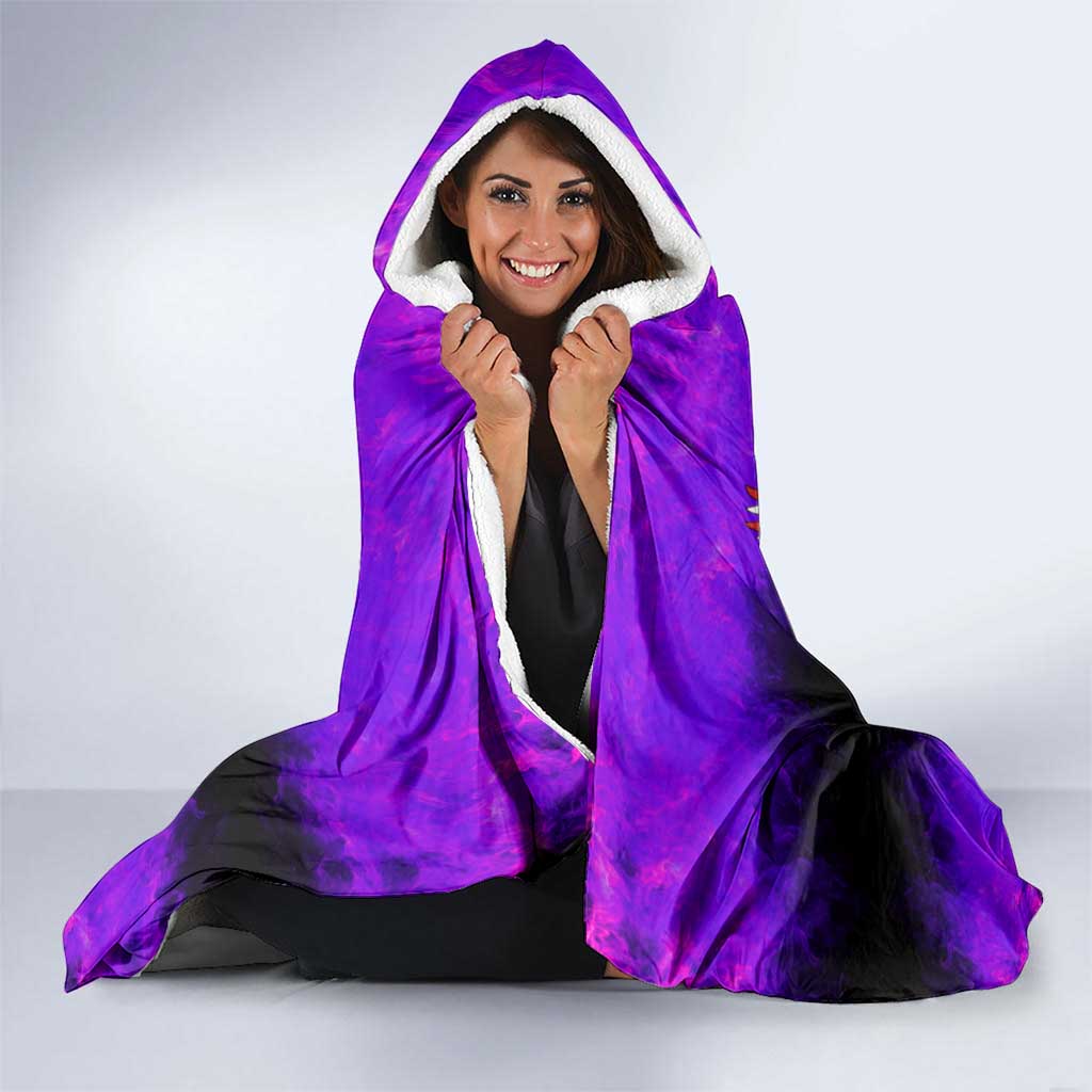 Personalized Patriotic Eagle Bowling Hooded Blanket with Purple Flames USA Flag Wings Design - Wonder Print Shop