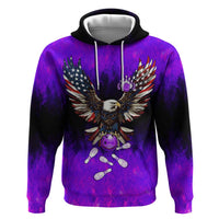 Personalized Patriotic Eagle Bowling Hoodie with Purple Flames USA Flag Wings Design - Wonder Print Shop