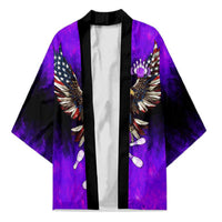 Personalized Patriotic Eagle Bowling Kimono with Purple Flames USA Flag Wings Design - Wonder Print Shop