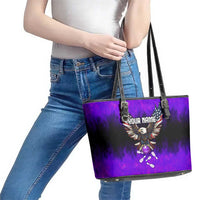 Personalized Patriotic Eagle Bowling Leather Tote Bag with Purple Flames USA Flag Wings Design - Wonder Print Shop