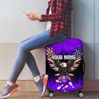 Personalized Patriotic Eagle Bowling Luggage Cover with Purple Flames USA Flag Wings Design - Wonder Print Shop