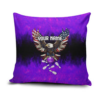 Personalized Patriotic Eagle Bowling Pillow Cover with Purple Flames USA Flag Wings Design - Wonder Print Shop