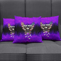 Personalized Patriotic Eagle Bowling Pillow Cover with Purple Flames USA Flag Wings Design - Wonder Print Shop