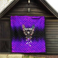 Personalized Patriotic Eagle Bowling Quilt with Purple Flames USA Flag Wings Design - Wonder Print Shop