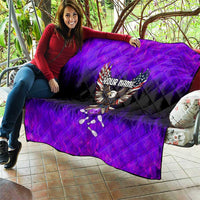Personalized Patriotic Eagle Bowling Quilt with Purple Flames USA Flag Wings Design - Wonder Print Shop