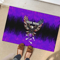 Personalized Patriotic Eagle Bowling Rubber Doormat with Purple Flames USA Flag Wings Design - Wonder Print Shop