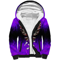 Personalized Patriotic Eagle Bowling Sherpa Hoodie with Purple Flames USA Flag Wings Design - Wonder Print Shop