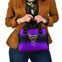 Personalized Patriotic Eagle Bowling Shoulder Handbag with Purple Flames USA Flag Wings Design - Wonder Print Shop