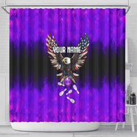 Personalized Patriotic Eagle Bowling Shower Curtain with Purple Flames USA Flag Wings Design - Wonder Print Shop