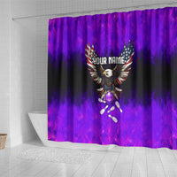 Personalized Patriotic Eagle Bowling Shower Curtain with Purple Flames USA Flag Wings Design - Wonder Print Shop