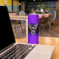 Personalized Patriotic Eagle Bowling Skinny Tumbler with Purple Flames USA Flag Wings Design - Wonder Print Shop