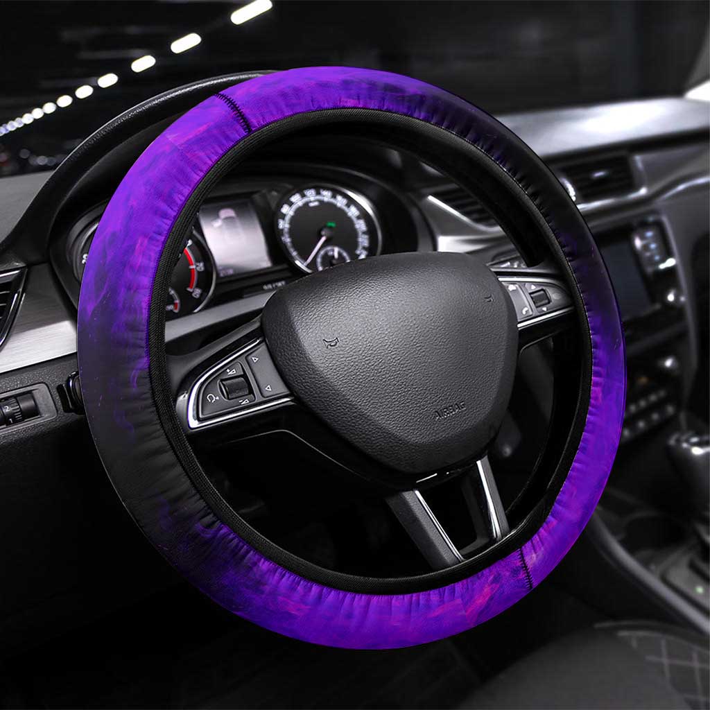 Patriotic Eagle Bowling Steering Wheel Cover with Purple Flames USA Flag Wings Design - Wonder Print Shop