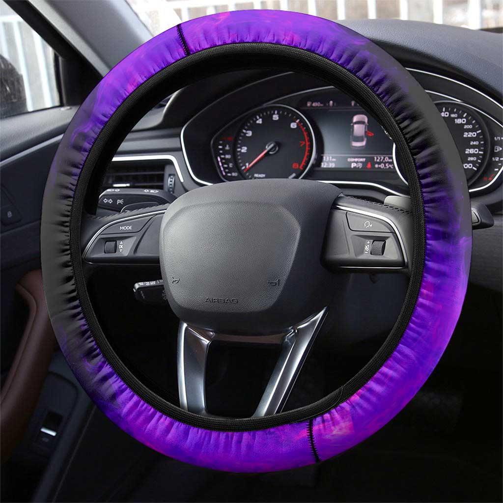 Patriotic Eagle Bowling Steering Wheel Cover with Purple Flames USA Flag Wings Design - Wonder Print Shop
