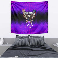 Personalized Patriotic Eagle Bowling Tapestry with Purple Flames USA Flag Wings Design - Wonder Print Shop
