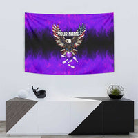 Personalized Patriotic Eagle Bowling Tapestry with Purple Flames USA Flag Wings Design - Wonder Print Shop
