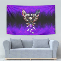 Personalized Patriotic Eagle Bowling Tapestry with Purple Flames USA Flag Wings Design - Wonder Print Shop