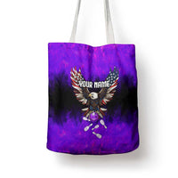 Personalized Patriotic Eagle Bowling Tote Bag with Purple Flames USA Flag Wings Design - Wonder Print Shop