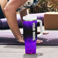 Personalized Patriotic Eagle Bowling Tumbler With Handle with Purple Flames USA Flag Wings Design - Wonder Print Shop