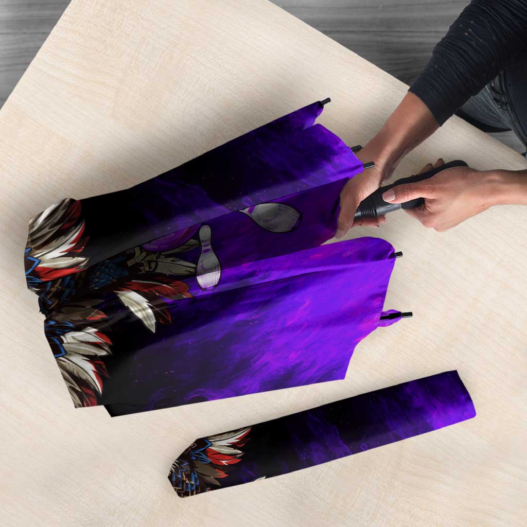 Personalized Patriotic Eagle Bowling Umbrella with Purple Flames USA Flag Wings Design - Wonder Print Shop