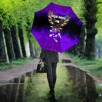 Personalized Patriotic Eagle Bowling Umbrella with Purple Flames USA Flag Wings Design - Wonder Print Shop