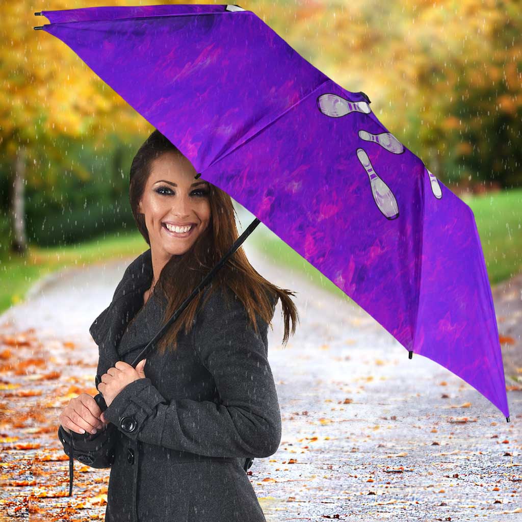 Personalized Patriotic Eagle Bowling Umbrella with Purple Flames USA Flag Wings Design - Wonder Print Shop